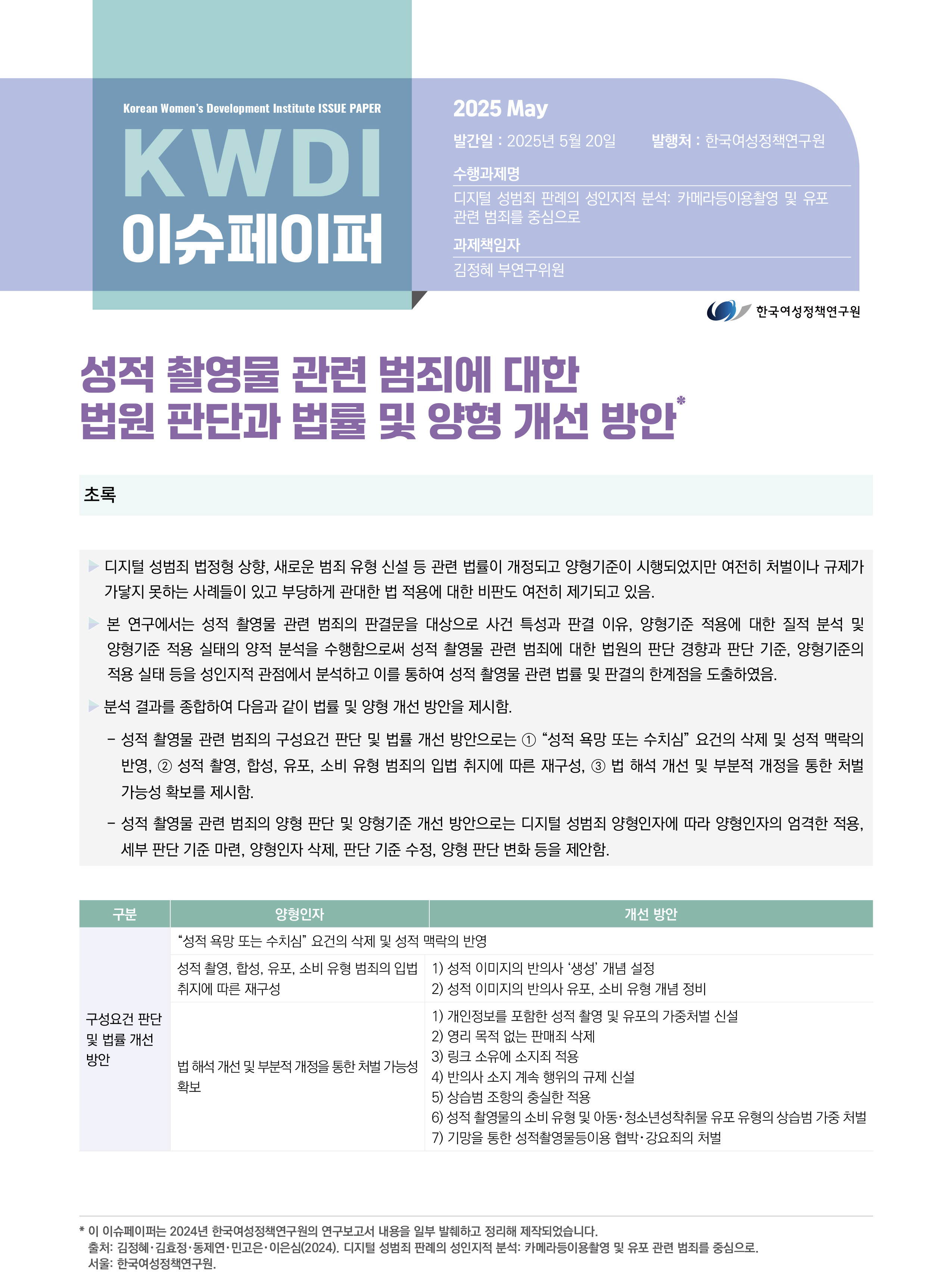 성적 촬영물 관련 범죄에 대한 법원 판단과 법률 및 양형 개선 방안