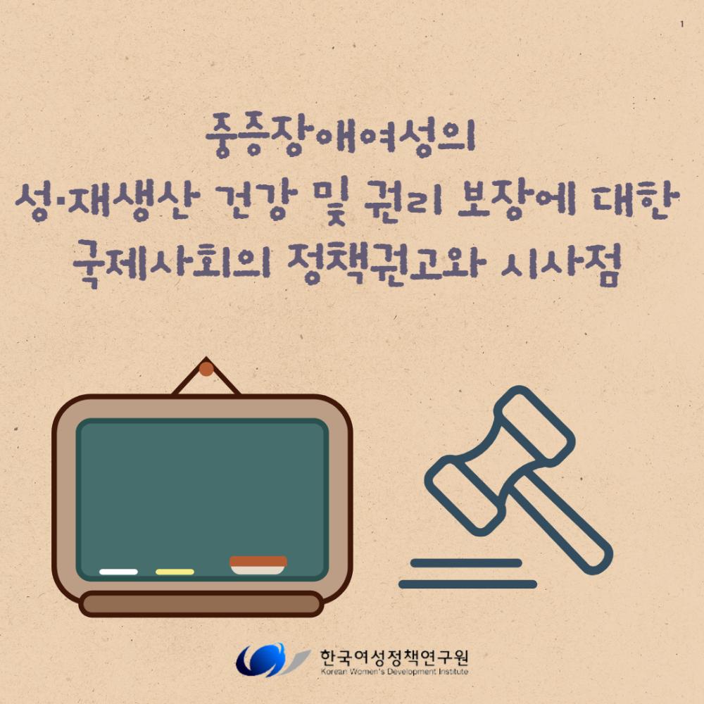 중증장애여성의 성·재생산 건강 및 권리 보장에 대한 국제사회의 정책권고와 시사점