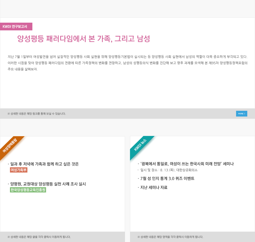 KWDI연구보고서, 여성정책동향, KWDI뉴스에 관한 내용입니다.
